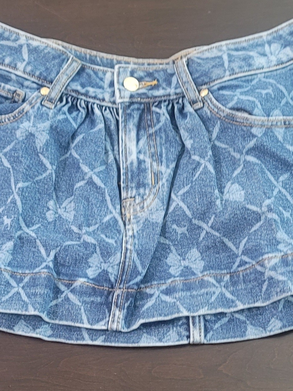 New PINK Victoria's Secret Love Shack Fancy Blue Denim Bow Mini Skirt